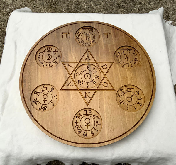 ARS PAULINA - Large Table of Practice (Carved in solid walnut) Conjuration Table Angel Magic