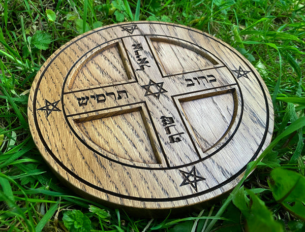 THE ELEMENTAL PENTACLE - Carved in Solid Oak