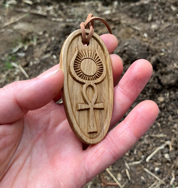 THE ISIS ANKH - Oak-carved Talismanic Pendant