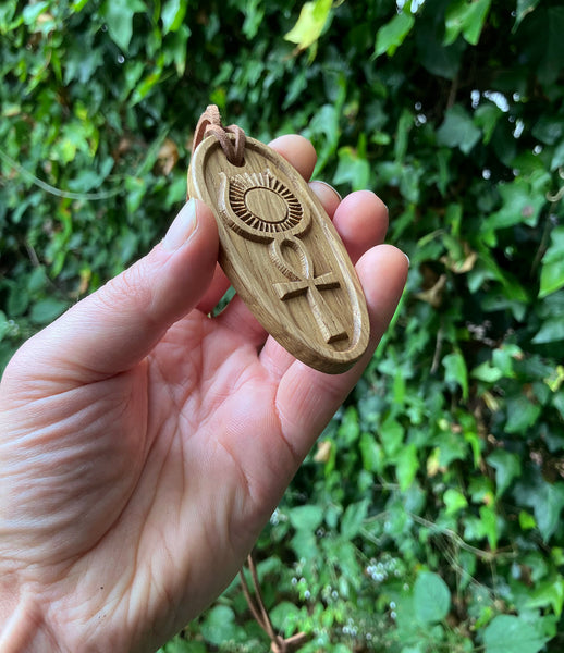 THE ISIS ANKH - Oak-carved Talismanic Pendant