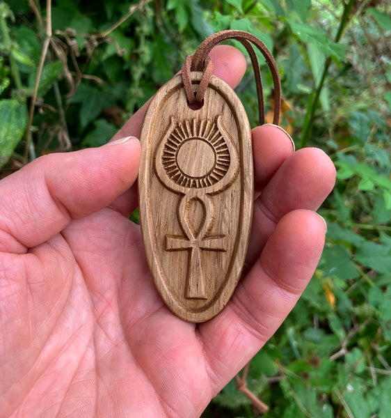 THE ISIS ANKH - Oak-carved Talismanic Pendant