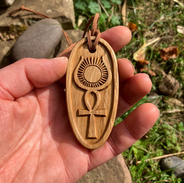 THE ISIS ANKH - Oak-carved Talismanic Pendant