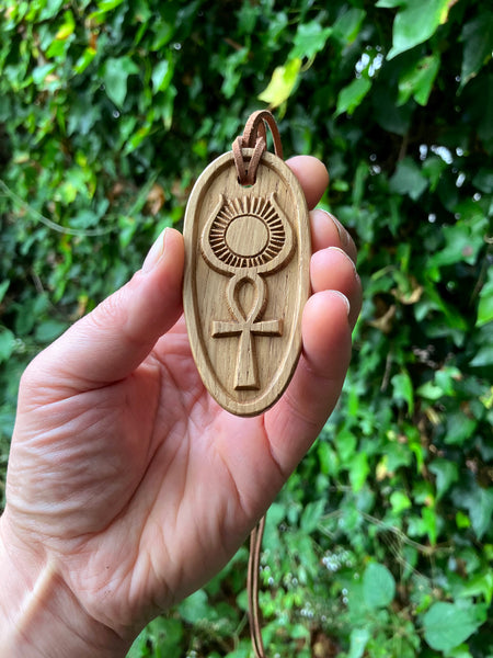 THE ISIS ANKH - Oak-carved Talismanic Pendant