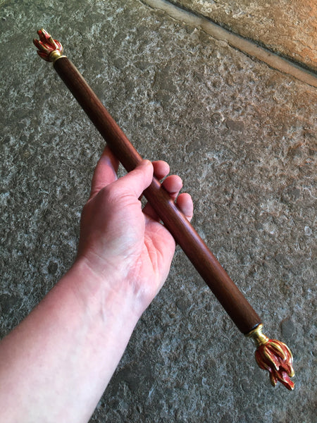 CEREMONIAL FIRE WAND (Oak and Brass w/ Magnetised Steel Core)