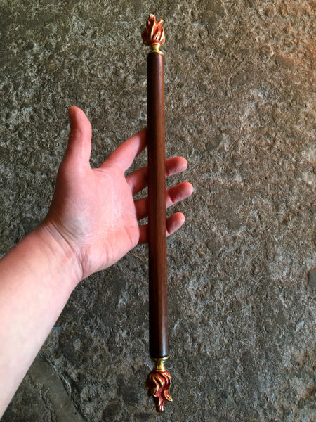 CEREMONIAL FIRE WAND (Oak and Brass w/ Magnetised Steel Core)