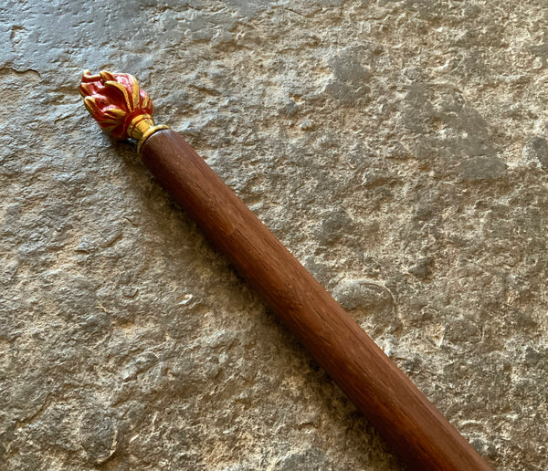 CEREMONIAL FIRE WAND (Oak and Brass w/ Magnetised Steel Core)