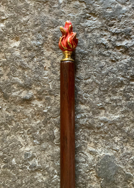 CEREMONIAL FIRE WAND (Oak and Brass w/ Magnetised Steel Core)