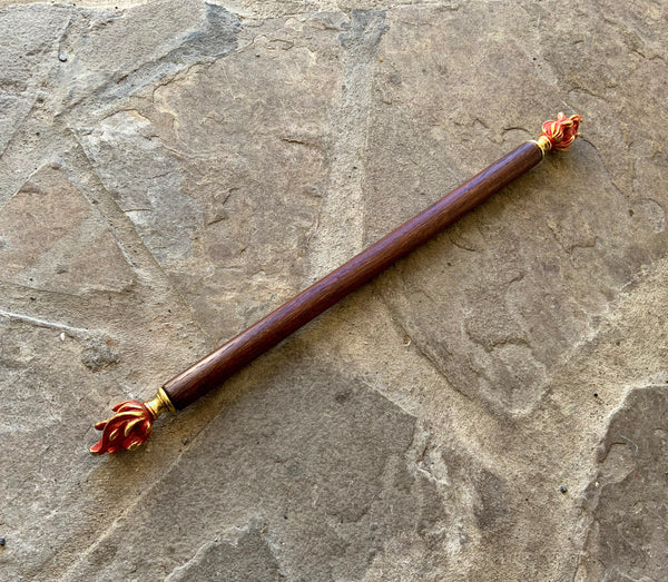 CEREMONIAL FIRE WAND (Oak and Brass w/ Magnetised Steel Core)