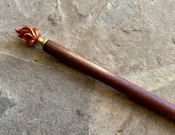 CEREMONIAL FIRE WAND (Oak and Brass w/ Magnetised Steel Core)