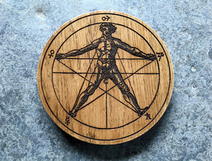 Wooden altar pentacle. Earth Pentacle. Cornelius Agrippa. Custom-woodwork, Ceremonial Magic.