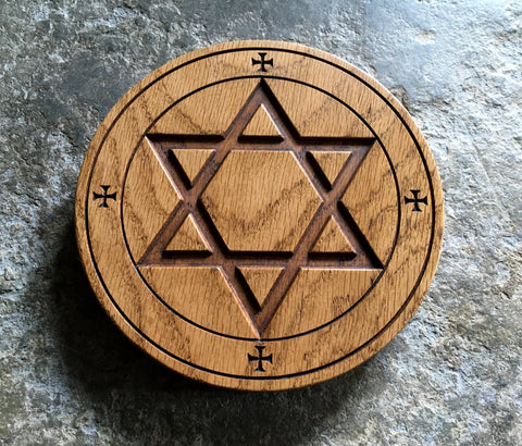 PENTACLE OF EARTH - Carved in Solid Oak